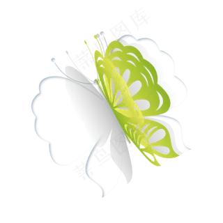 飞起的剪纸蝴蝶,免抠元素