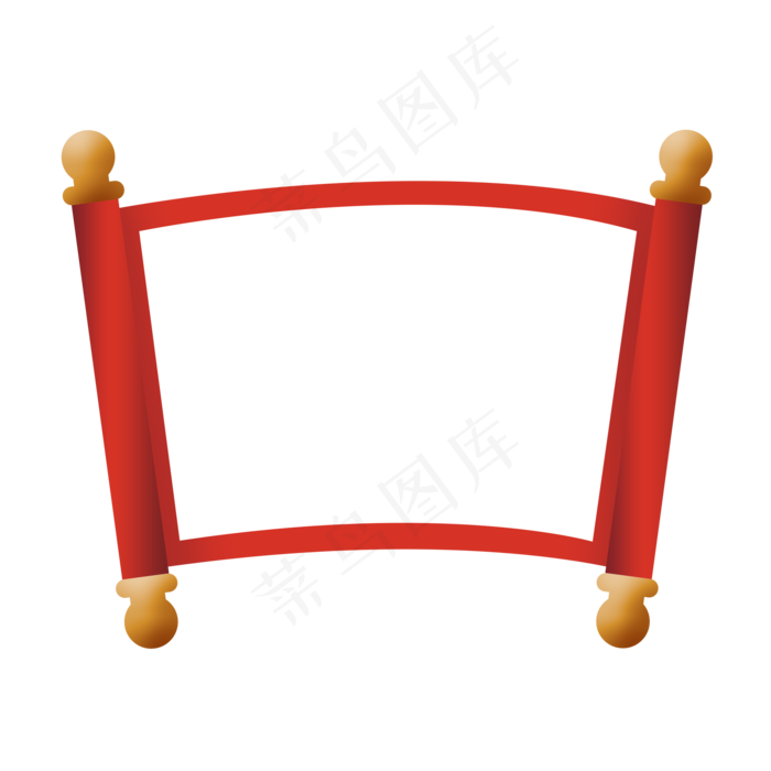 新年红色渐变卷轴,免抠元素