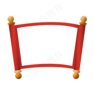 新年红色渐变卷轴,免抠元素