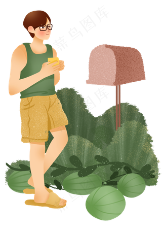 立夏西瓜地男孩