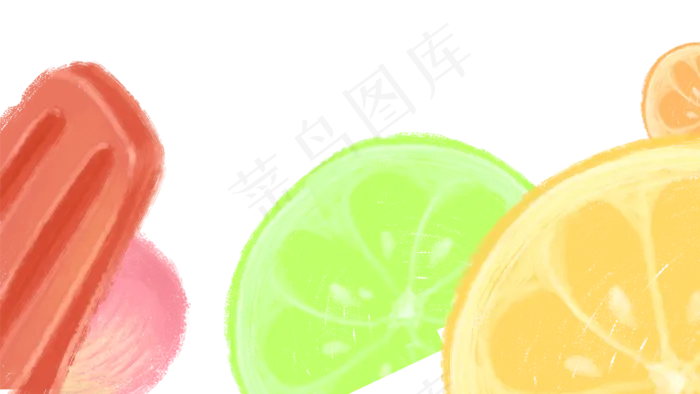 卡通手绘水彩夏季冰淇淋(1800X1013(DPI:72))psd模版下载