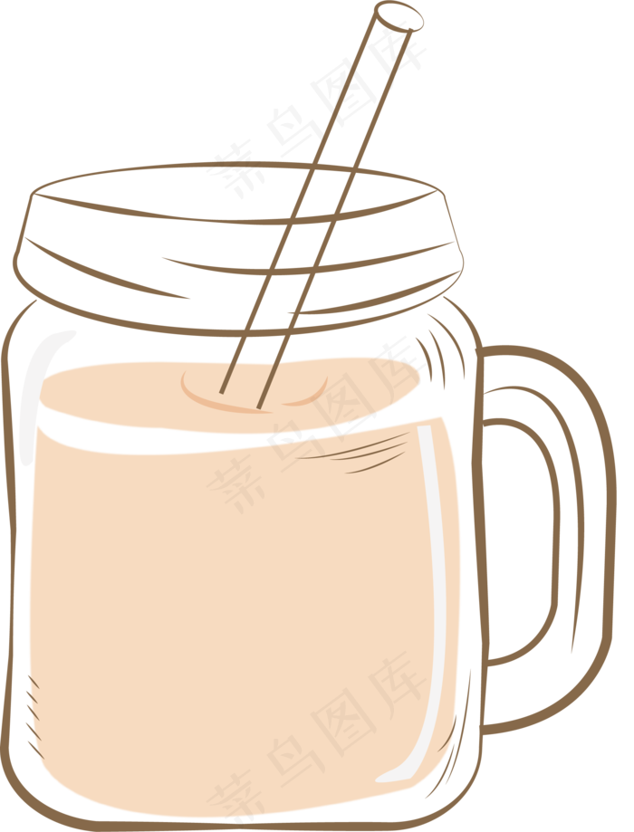 手绘卡通玻璃杯鲜榨草莓汁西瓜汁