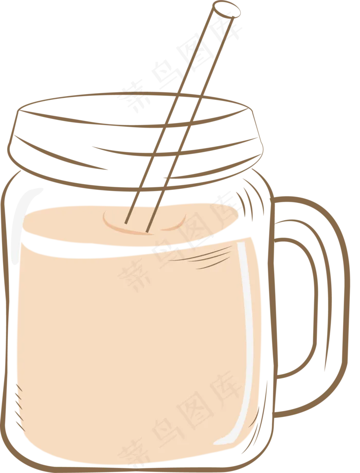 手绘卡通玻璃杯鲜榨草莓汁西瓜汁ai矢量模版下载