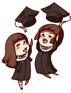 毕业季q版女孩扔博士帽 毕业季q版女孩扔博士帽