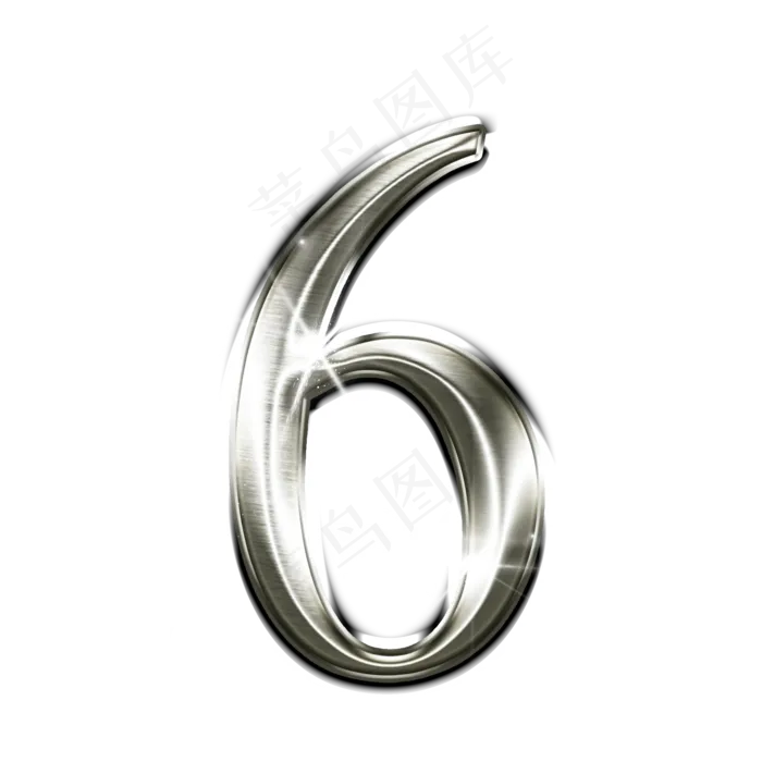 金属星光数字6(2000*2000px 	      )psd模版下载