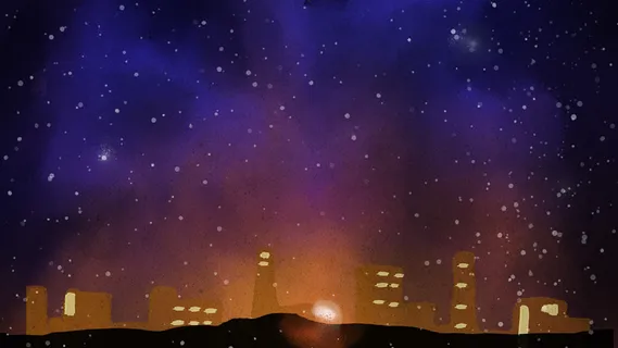 星空下的城市灯火