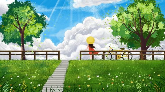 夏天夏季女孩骑行初夏夏至大暑节气小清新