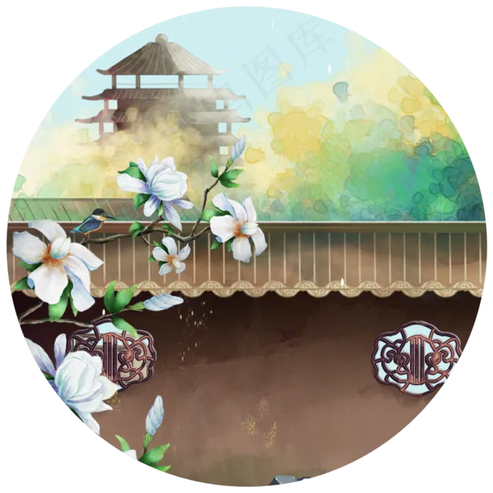 烽火观望台古风院落,免抠元素