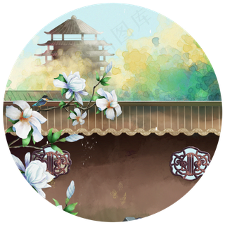 烽火观望台古风院落,免抠元素