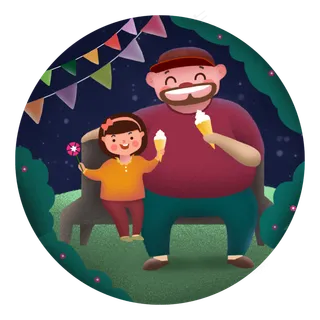 温馨父女吃冰激凌父亲节