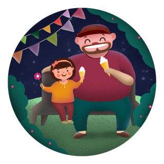 温馨父女吃冰激凌父亲节