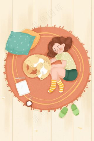 春天春困睡觉瞌睡地毯家