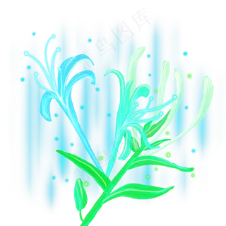光感彩色荧光唯美金银花,免抠元素