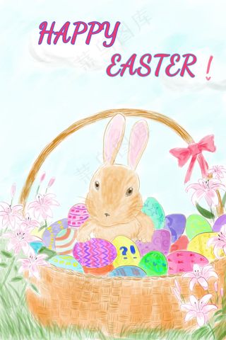 复活节的彩蛋与兔子