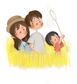 油菜地旅游的一家人