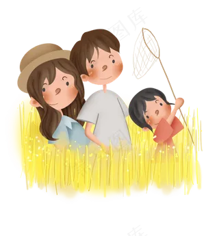 油菜地旅游的一家人