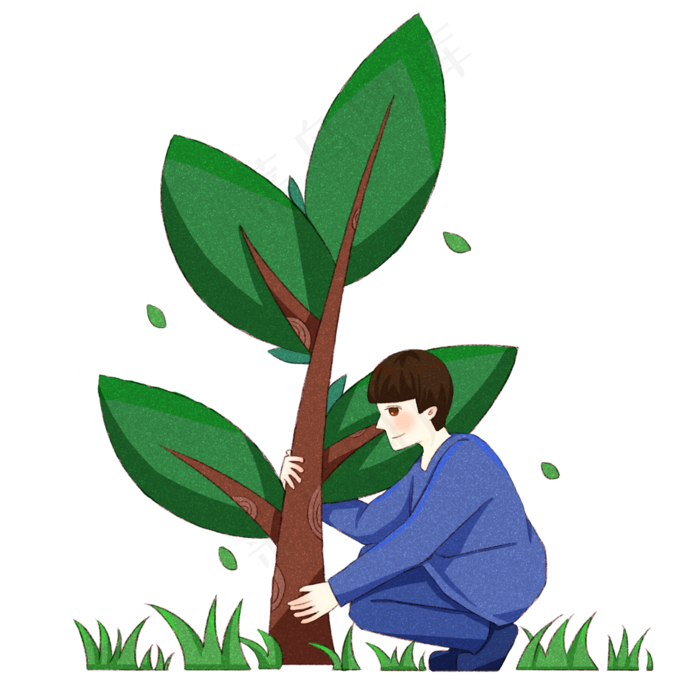 植树节人物和树木