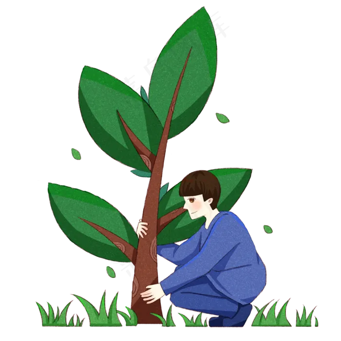 植树节人物和树木
