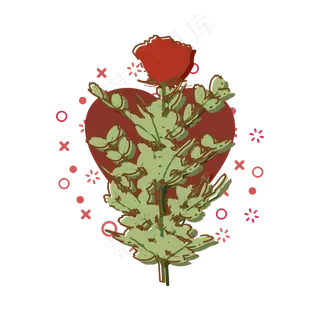 简约扁平MBE七夕情人节玫瑰花