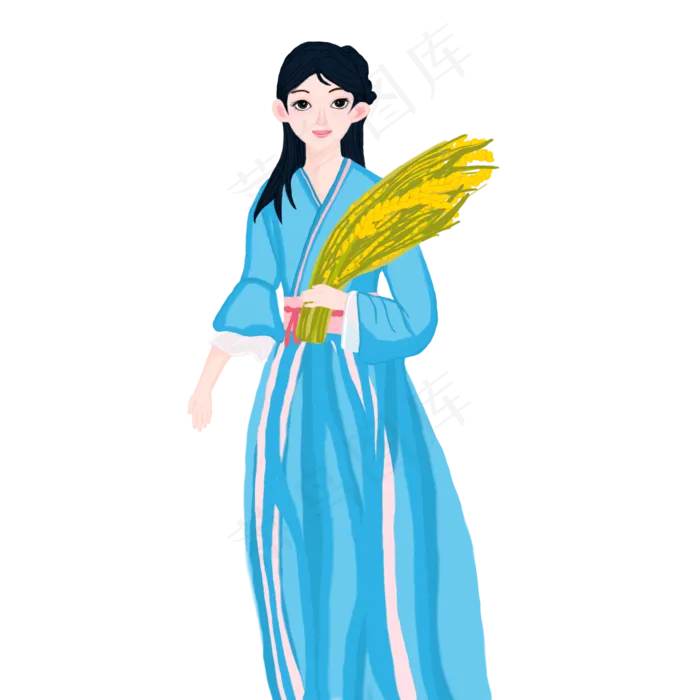 处暑捧着稻穗的女孩走来高清图(2000X2000(DPI:300))psd模版下载