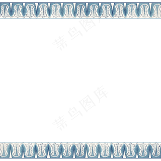 中国素雅青花瓷装饰边框浅蓝,免抠元素