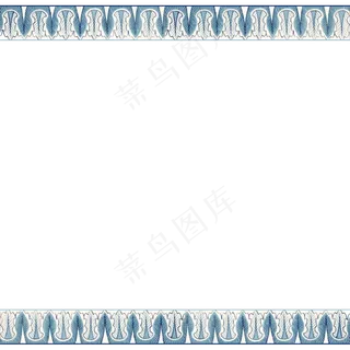 中国素雅青花瓷装饰边框浅蓝,免抠元素