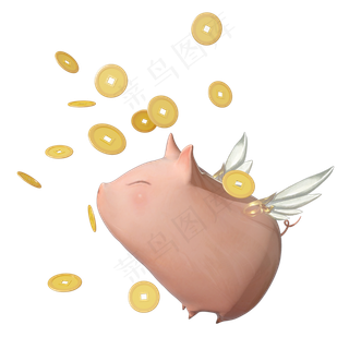 C4D卡通小猪追着满天飞,免抠元素