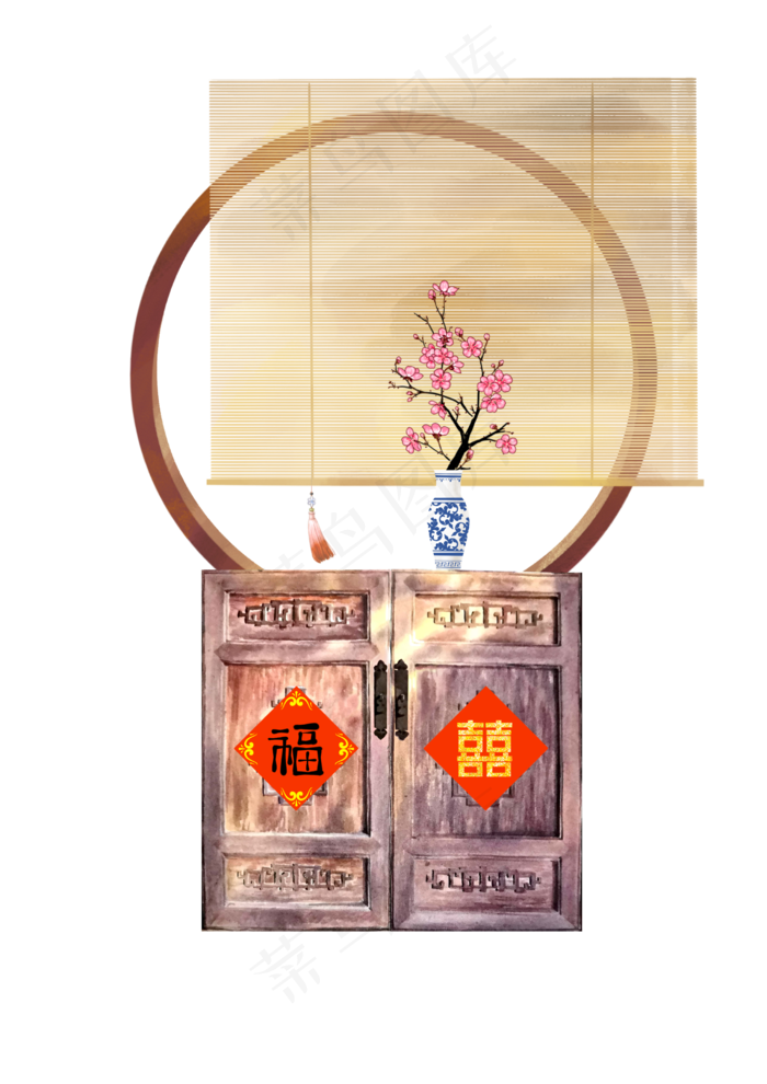 新年春节场景中式家居陈列婚房小,免抠元素(2480X3508(DPI:300))psd模版下载