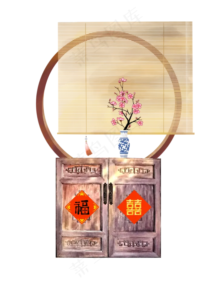 新年春节场景中式家居陈列婚房小,免抠元素(2480X3508(DPI:300))psd模版下载