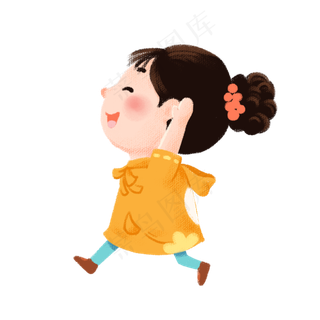 儿童节手绘卡通黄色活泼可爱奔跑