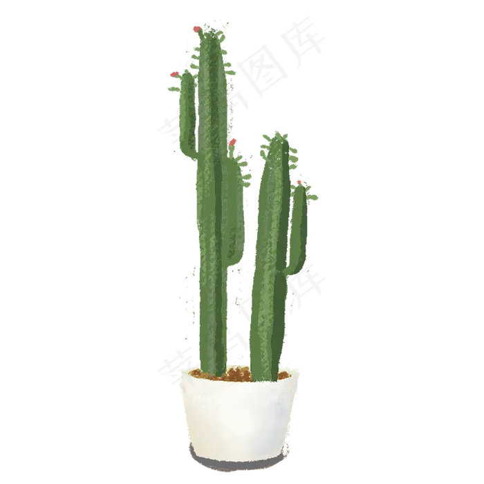 手绘绿色植物仙人掌psd模版下载
