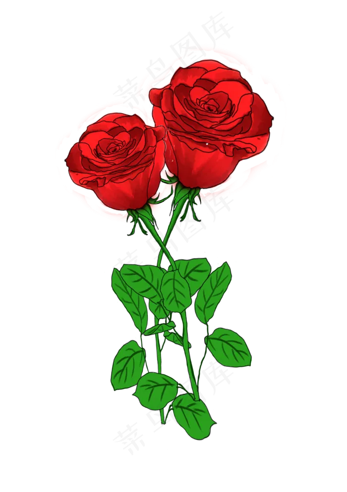 两朵玫瑰(2480X3508(DPI:300))psd模版下载