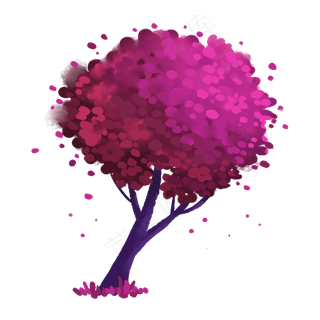 枝繁叶茂长满红色叶子的大树