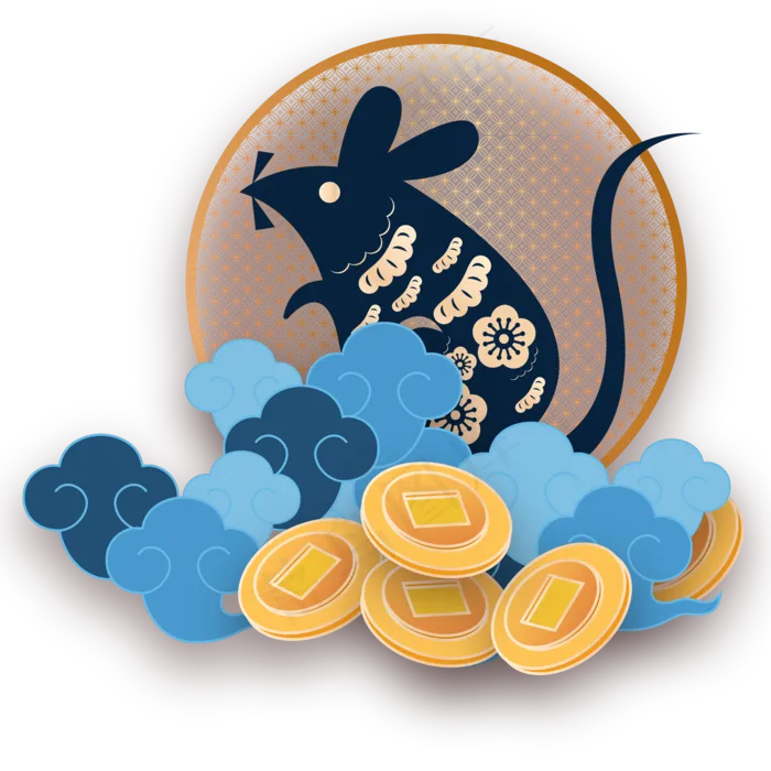 鼠年新年云纹剪纸装饰,免抠元素(2000*2000px 300 dpi )ai矢量模版下载