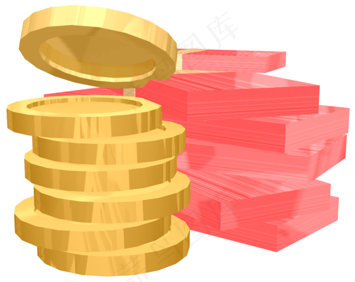 金币人民币金钱三维金钱收入生活,免抠元素(966*767px 300 dpi )