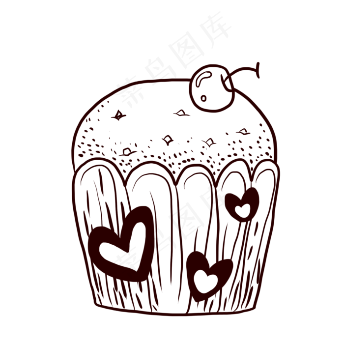 水果线描蛋糕