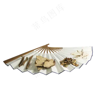 中药药材扇子组合,免抠元素