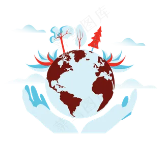 卡通手托地球矢量图片