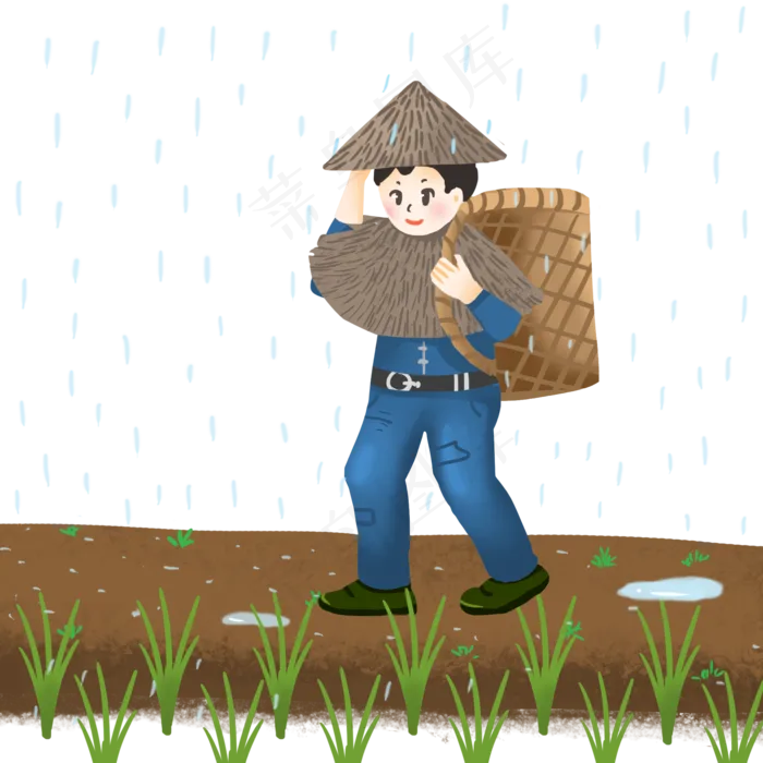 谷雨采茶的小女孩