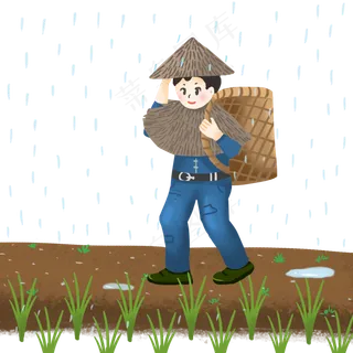 谷雨采茶的小女孩