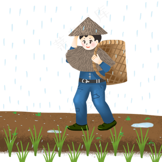 谷雨采茶的小女孩