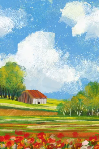 夏日油画风景小清新二