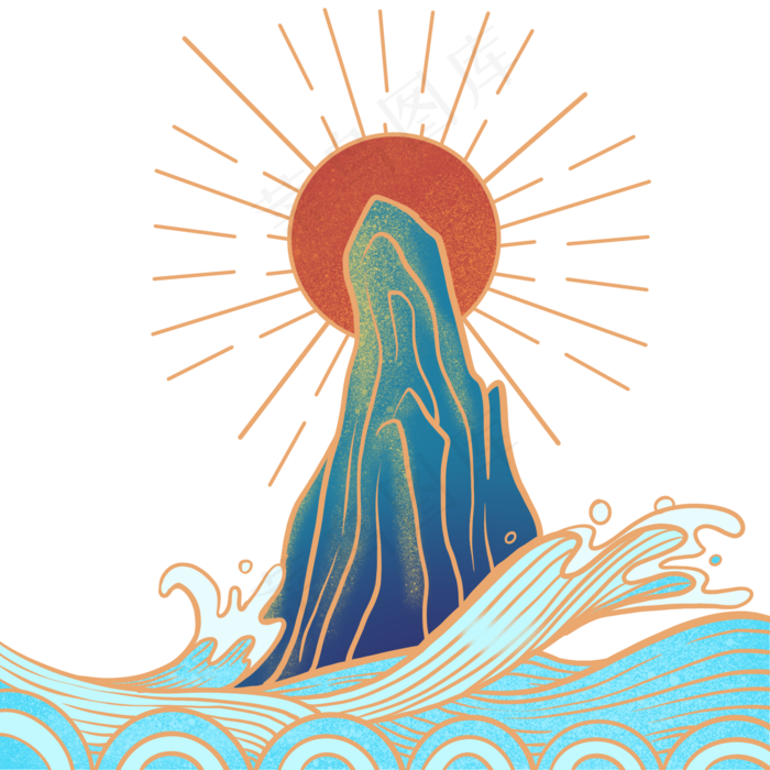 国潮山水,免抠元素