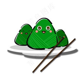 一盘粽子创意卡通