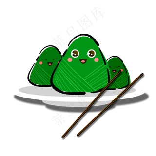 一盘粽子创意卡通