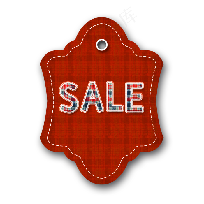 圣诞节红色格子促销吊牌