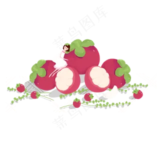 可爱山竹女孩元素设计模板