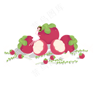 可爱山竹女孩元素设计模板