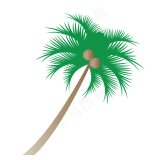 椰子树朝右倾斜的手绘设计图