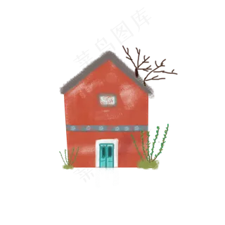 手绘红色小房子PNG素材